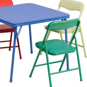 Flash Furniture Mindy Kids 5-Piece set Folding Square Table and Chairs Set for Daycare and Classrooms, Children's Activity Table and Chairs Set, Multicolor - 5