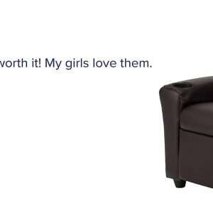 Flash Furniture Vana LeatherSoft Kids Recliner with Cup Holder, Headrest, and Safety Recline, Contemporary Reclining Chair for Kids, Supports up to 90 lbs., Brown - 4
