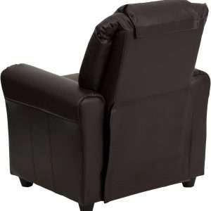 Flash Furniture Vana LeatherSoft Kids Recliner with Cup Holder, Headrest, and Safety Recline, Contemporary Reclining Chair for Kids, Supports up to 90 lbs., Brown - 6