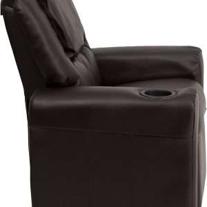 Flash Furniture Vana LeatherSoft Kids Recliner with Cup Holder, Headrest, and Safety Recline, Contemporary Reclining Chair for Kids, Supports up to 90 lbs., Brown - 8