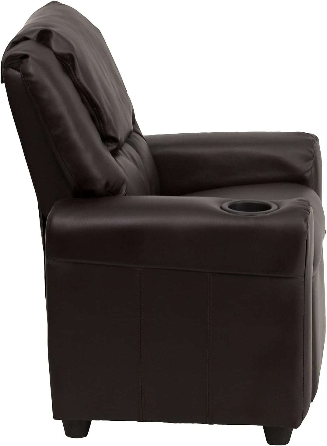 Flash Furniture Vana LeatherSoft Kids Recliner with Cup Holder, Headrest, and Safety Recline, Contemporary Reclining Chair for Kids, Supports up to 90 lbs., Brown - 8