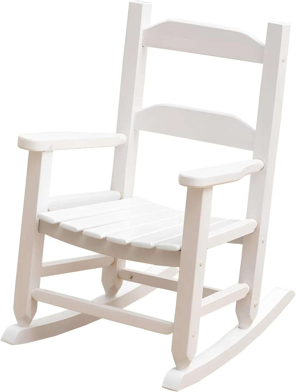 Kid's Patio Rocking Chair, Small Indoor-Outdoor Rocker for Children Ages 3-6, Perfect for Porch, Balcony and Lawn, White - 1