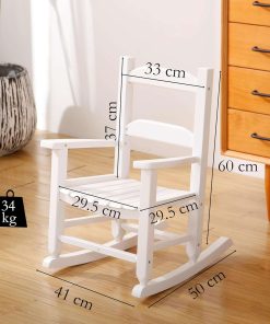 Kid's Patio Rocking Chair, Small Indoor-Outdoor Rocker for Children Ages 3-6, Perfect for Porch, Balcony and Lawn, White - 3