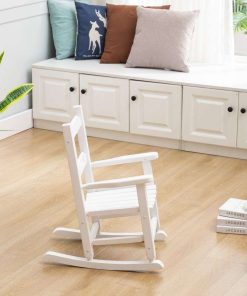Kid's Patio Rocking Chair, Small Indoor-Outdoor Rocker for Children Ages 3-6, Perfect for Porch, Balcony and Lawn, White - 4