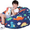 Lukeight Stuffed Animal Storage Bean Bag Chair Cover for Kids, Dinosaur Zipper Beanbag Chair Cover for Organizing Toddler and Kids' Rooms Plush Toys (Dinosaur, Large) - 1