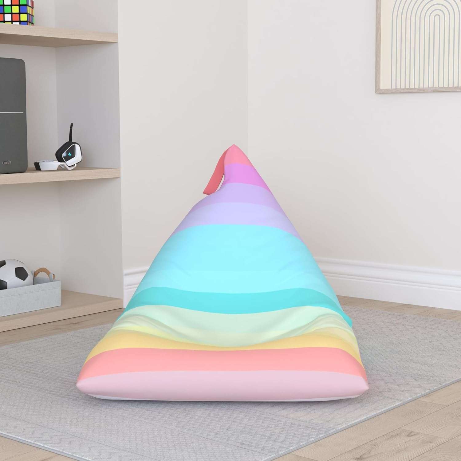 Nobildonna Stuffed Animal Storage Bean Bag for Kids (No Filler), Extra Large 250L Bean Bag Chair Cover Only, Washable Beanbag Without Filling Soft Premium Canvas Stuffable Bean Bag Cover (Rainbow) - 2