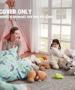 Nobildonna Stuffed Animal Storage Bean Bag for Kids (No Filler), Extra Large 250L Bean Bag Chair Cover Only, Washable Beanbag Without Filling Soft Premium Canvas Stuffable Bean Bag Cover (Rainbow) - 3