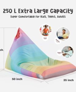 Nobildonna Stuffed Animal Storage Bean Bag for Kids (No Filler), Extra Large 250L Bean Bag Chair Cover Only, Washable Beanbag Without Filling Soft Premium Canvas Stuffable Bean Bag Cover (Rainbow) - 6