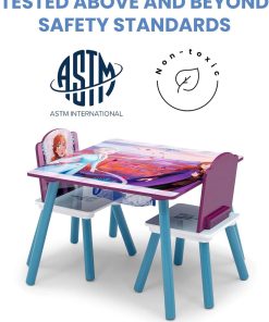Delta Children Kids Table and Chair Set With Storage (2 Chairs Included) - Ideal for Arts & Crafts, Snack Time, Homeschooling, Homework & More, Disney Frozen II - 4