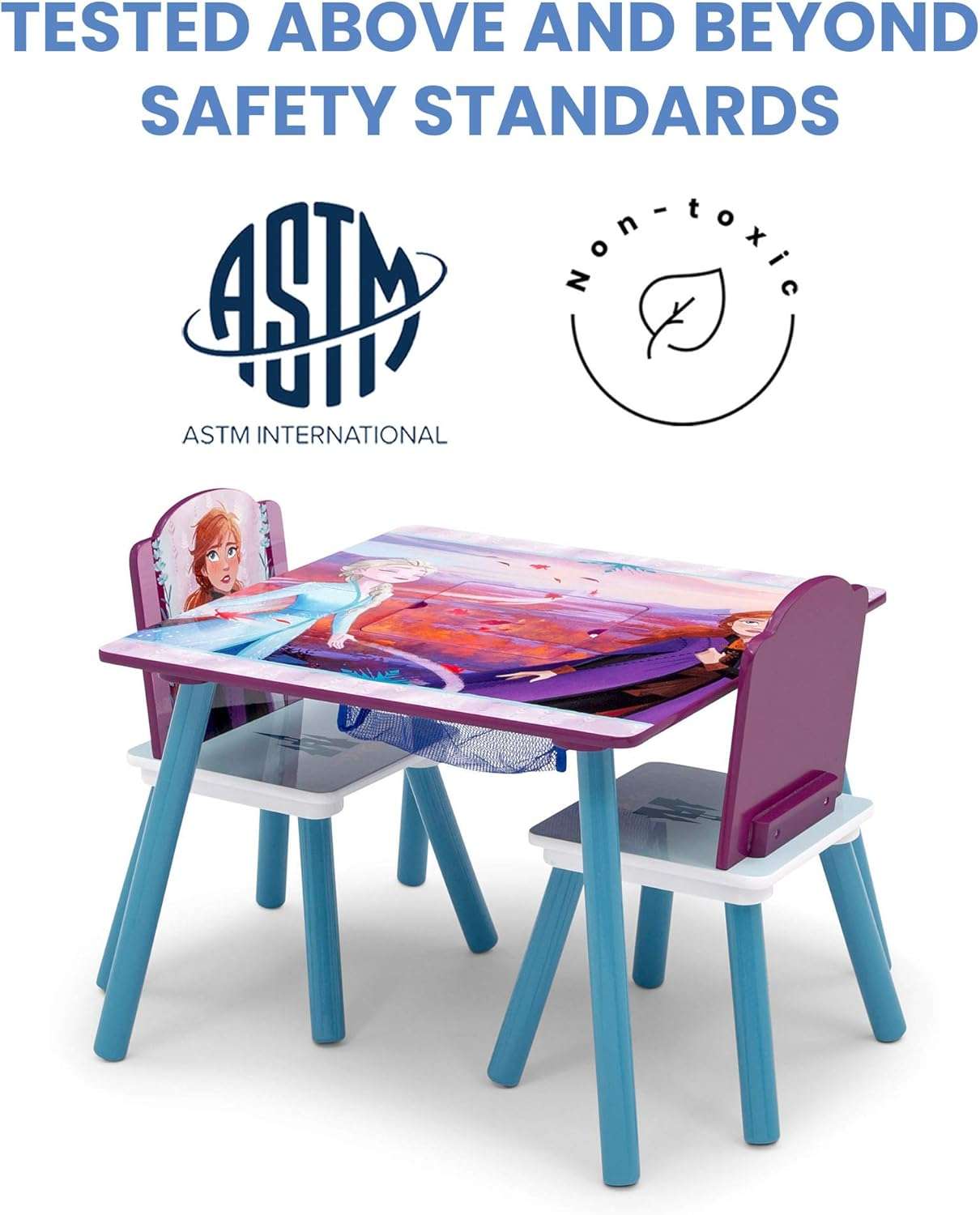 Delta Children Kids Table and Chair Set With Storage (2 Chairs Included) - Ideal for Arts & Crafts, Snack Time, Homeschooling, Homework & More, Disney Frozen II - 4