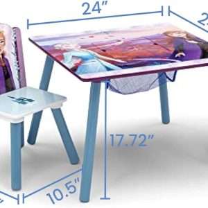 Delta Children Kids Table and Chair Set With Storage (2 Chairs Included) - Ideal for Arts & Crafts, Snack Time, Homeschooling, Homework & More, Disney Frozen II - 6