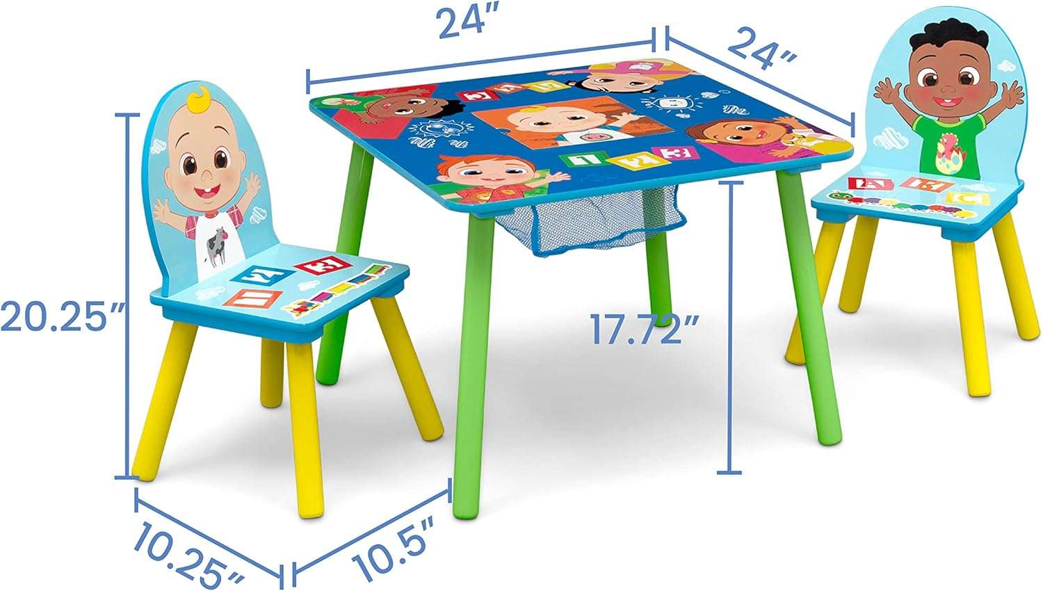Delta Children Kids Table and Chair Set with Storage (2 Chairs Included) - Greenguard Gold Certified - Ideal for Arts & Crafts, Snack Time, Homeschooling, Homework & More, CoComelon - 6