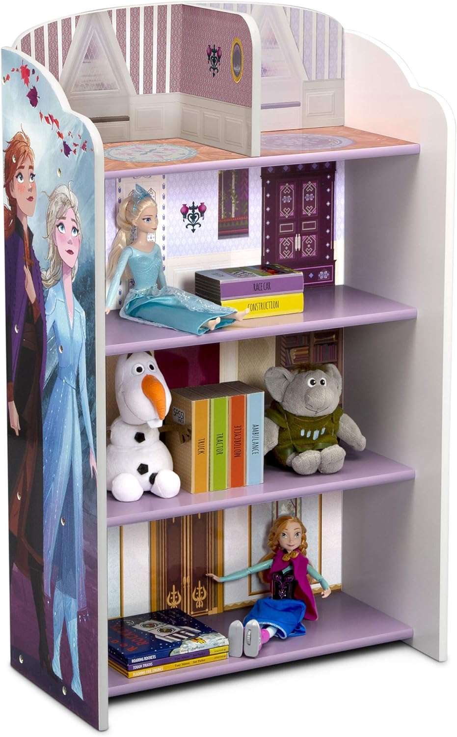 Delta Children Wooden Playhouse 4-Shelf Bookcase for Kids, Frozen II - 1