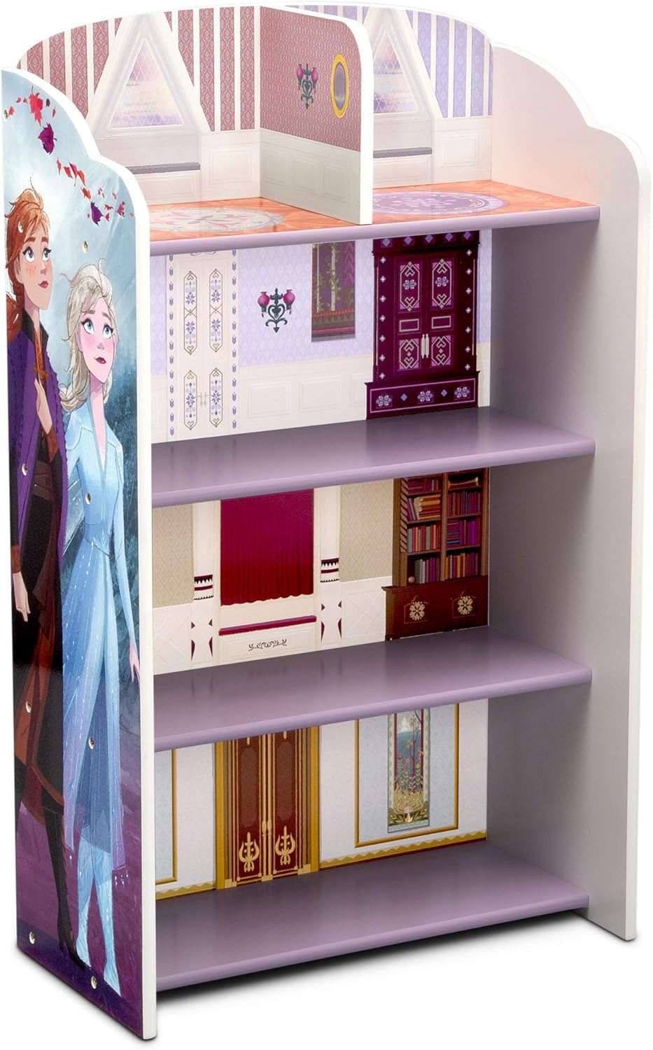 Delta Children Wooden Playhouse 4-Shelf Bookcase for Kids, Frozen II - 10