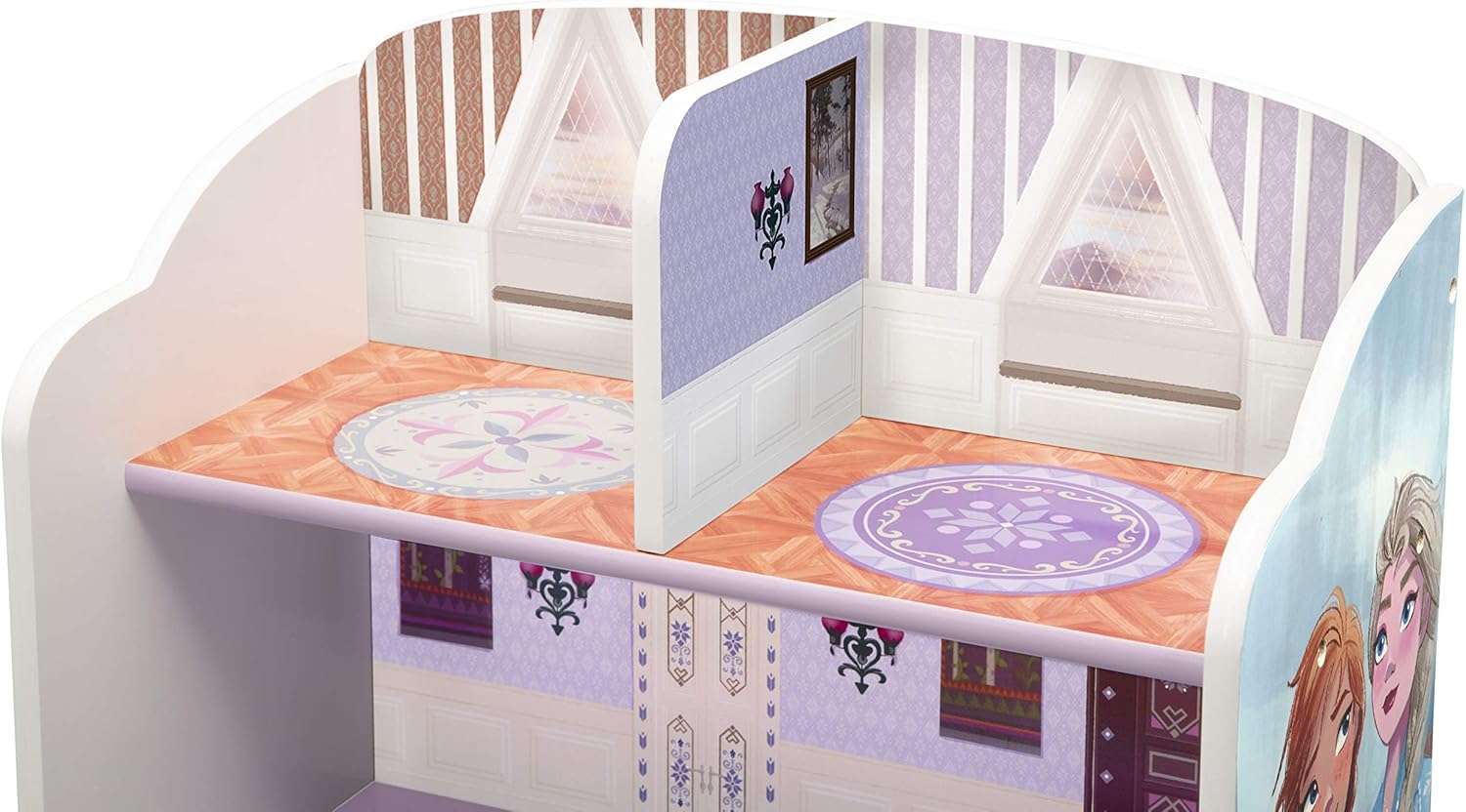 Delta Children Wooden Playhouse 4-Shelf Bookcase for Kids, Frozen II - 12
