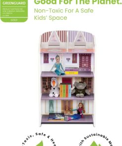 Delta Children Wooden Playhouse 4-Shelf Bookcase for Kids, Frozen II - 3