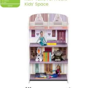 Delta Children Wooden Playhouse 4-Shelf Bookcase for Kids, Frozen II - 3