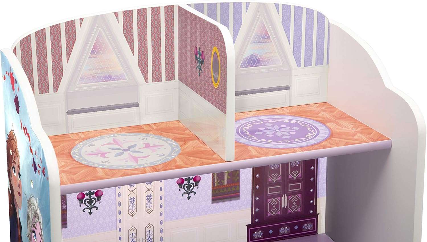 Delta Children Wooden Playhouse 4-Shelf Bookcase for Kids, Frozen II - 4