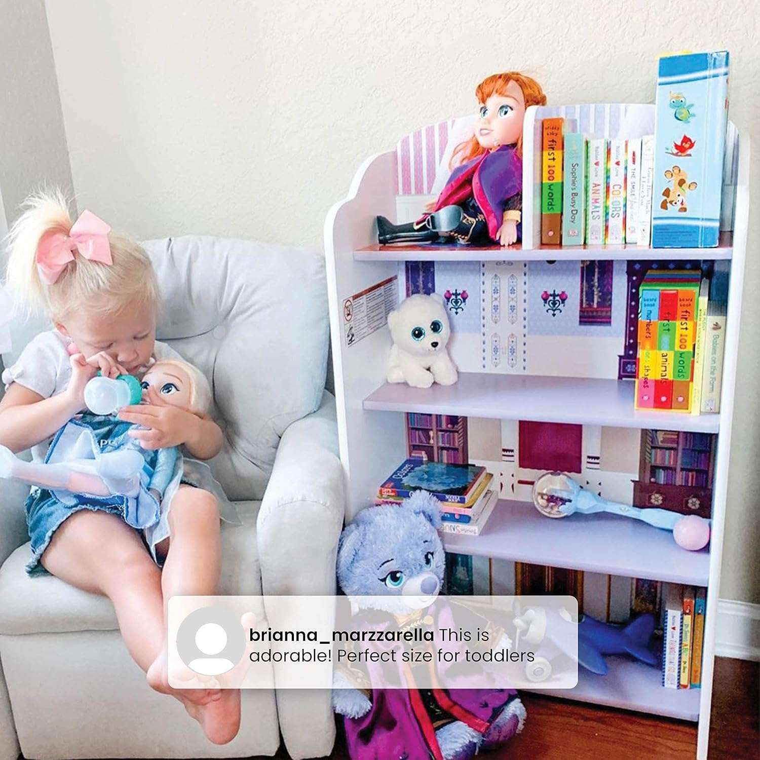 Delta Children Wooden Playhouse 4-Shelf Bookcase for Kids, Frozen II - 6
