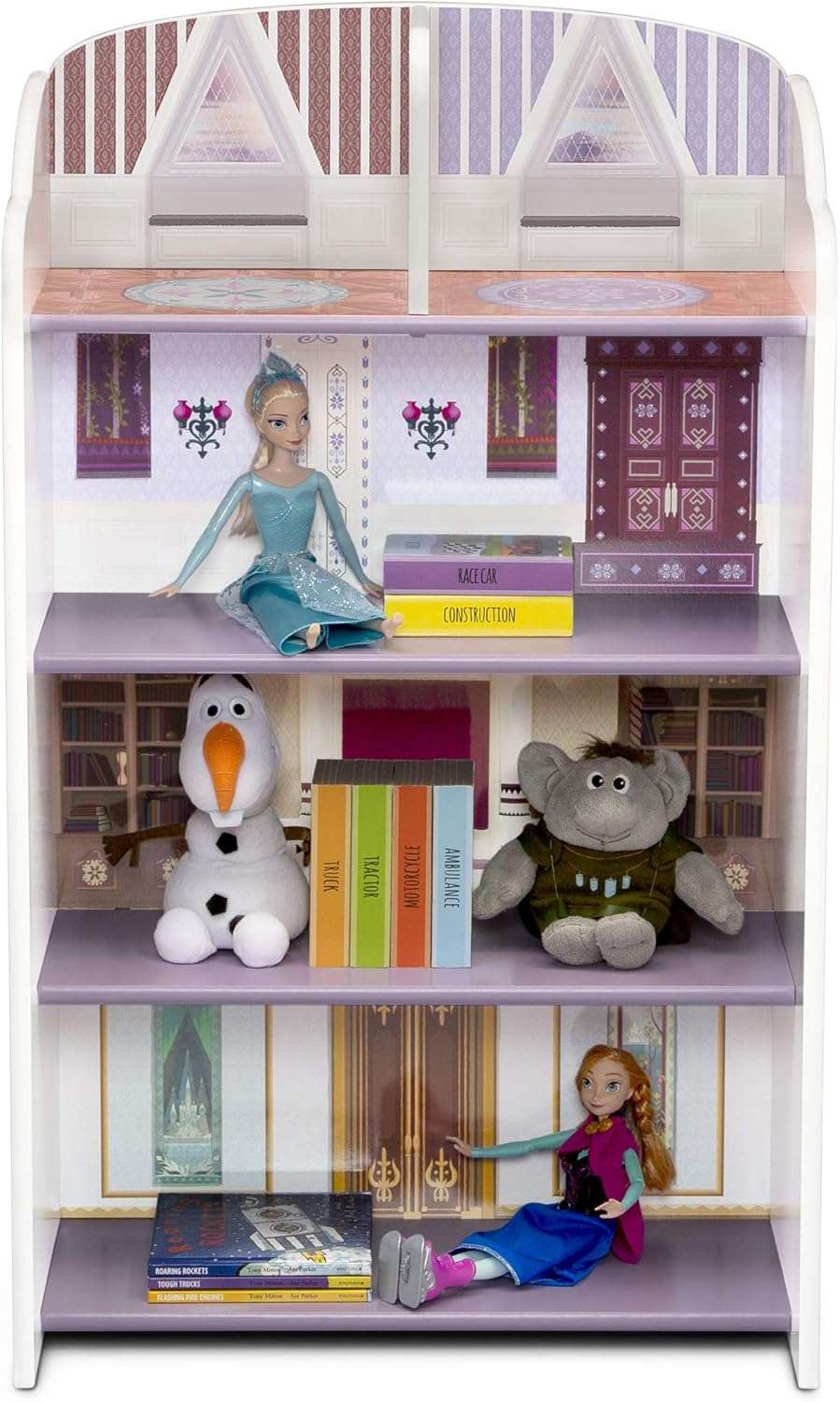 Delta Children Wooden Playhouse 4-Shelf Bookcase for Kids, Frozen II - 8