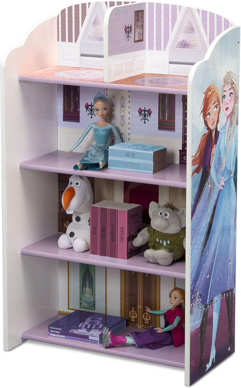 Delta Children Wooden Playhouse 4-Shelf Bookcase for Kids, Frozen II - 9