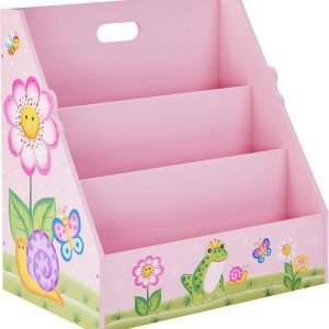 Fantasy Fields - Magic Garden Toddler Bookshelf, Kid Bookshelf Wood, 3-Shelf Bookcase for Bedroom, Book Display Case for Girl-Boy, 3 Tier Mobile Bookrack, Low Square Book Cabinet - Pink - 1