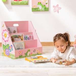 Fantasy Fields - Magic Garden Toddler Bookshelf, Kid Bookshelf Wood, 3-Shelf Bookcase for Bedroom, Book Display Case for Girl-Boy, 3 Tier Mobile Bookrack, Low Square Book Cabinet - Pink - 2