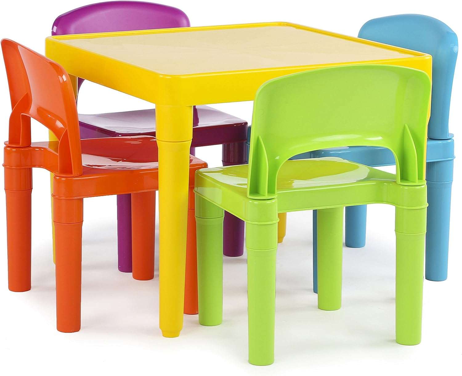 Humble Crew Kids Plastic 1 square table and 4 chairs, Yellow Table - Vibrant Chairs - 1