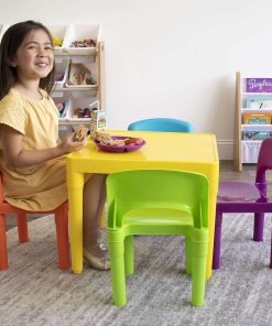 Humble Crew Kids Plastic 1 square table and 4 chairs, Yellow Table - Vibrant Chairs - 3
