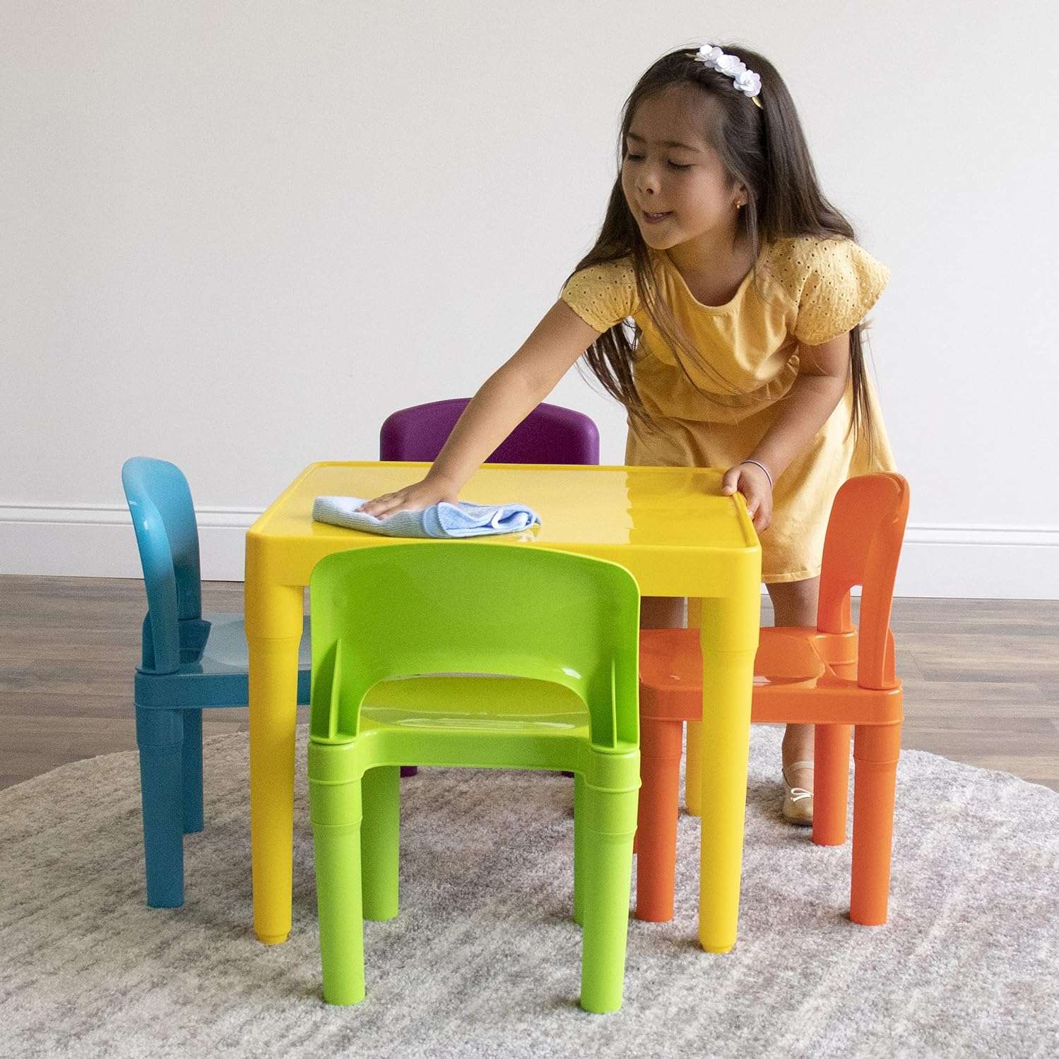 Humble Crew Kids Plastic 1 square table and 4 chairs, Yellow Table - Vibrant Chairs - 5Humble Crew Kids Plastic 1 square table and 4 chairs, Yellow Table - Vibrant Chairs - 5