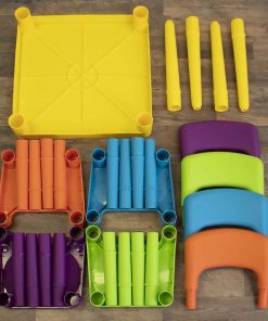 Humble Crew Kids Plastic 1 square table and 4 chairs, Yellow Table - Vibrant Chairs - 7