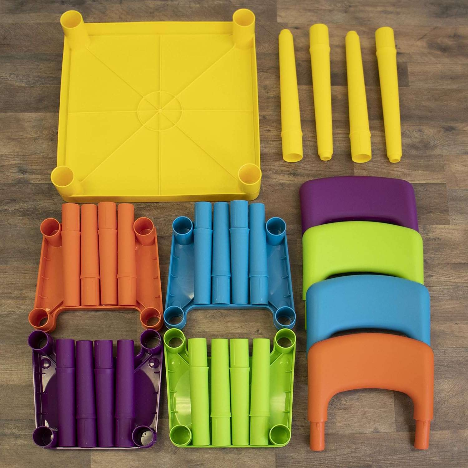 Humble Crew Kids Plastic 1 square table and 4 chairs, Yellow Table - Vibrant Chairs - 7