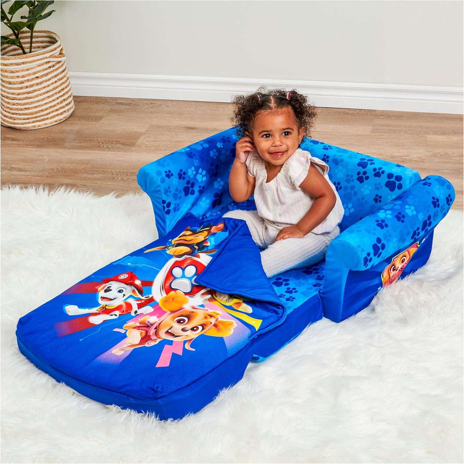 MARSHMALLOW Furniture, Paw Patrol 3-in-1 Slumber Sofa Baby Lounger, Convertible Kids Couch, Sofa Bed & Foam Toddler Nap Mat with Attached Blanket - 2