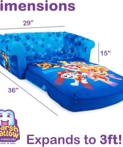 MARSHMALLOW Furniture, Paw Patrol 3-in-1 Slumber Sofa Baby Lounger, Convertible Kids Couch, Sofa Bed & Foam Toddler Nap Mat with Attached Blanket - 3