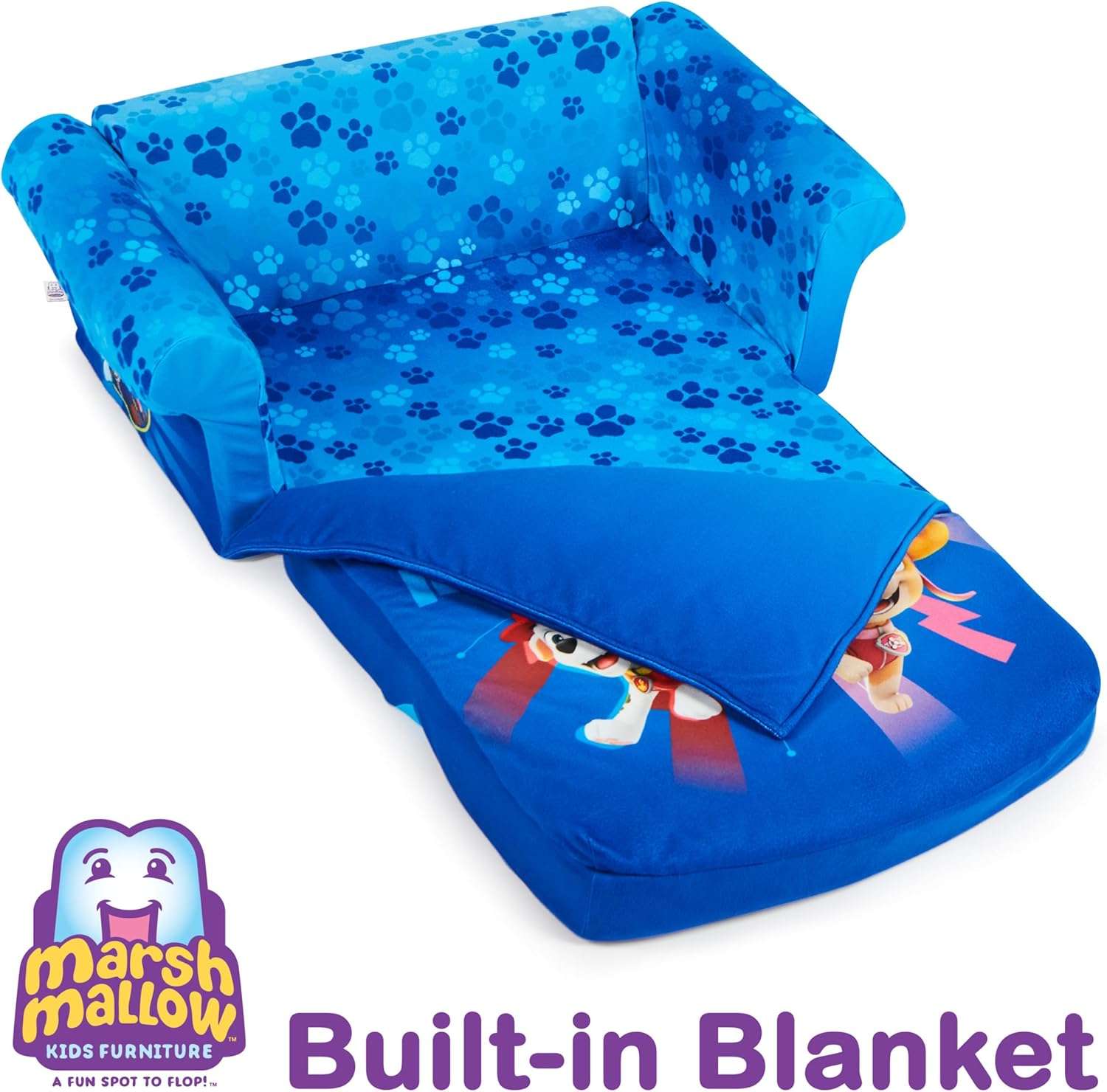 MARSHMALLOW Furniture, Paw Patrol 3-in-1 Slumber Sofa Baby Lounger, Convertible Kids Couch, Sofa Bed & Foam Toddler Nap Mat with Attached Blanket - 5
