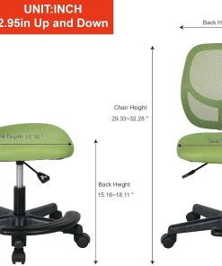Amazon Basics Kids Adjustable Mesh Low-Back Swivel Study Desk Chair with Footrest, Green - 3