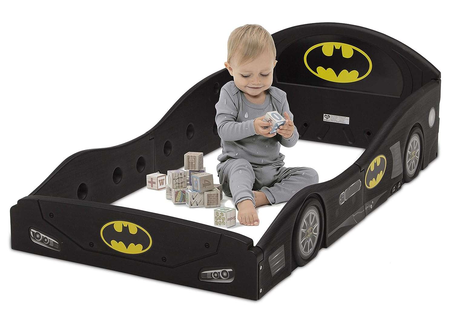 DC Comics Batman Batmobile Car Deluxe Toddler Bed with Attached Guardrails 8