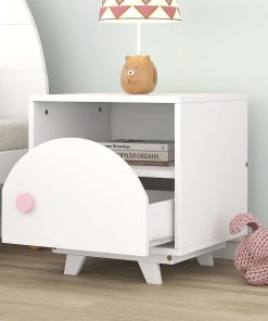 SOFTSEA Kids Bedroom Furniture Set 3-Piece Full Indoor Furniture Set Include Cute Full Size Platform Bed Frame, Nightstand and Wardrobe for Kids 5