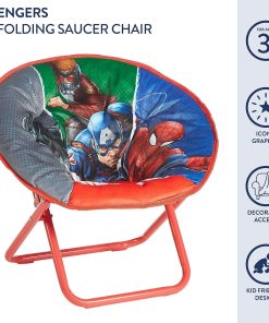 Avengers Toddler 19” Folding Saucer Chair with Cushion, Metal - 4