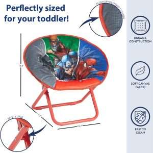Avengers Toddler 19” Folding Saucer Chair with Cushion, Metal - 5