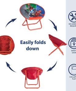 Avengers Toddler 19” Folding Saucer Chair with Cushion, Metal - 6