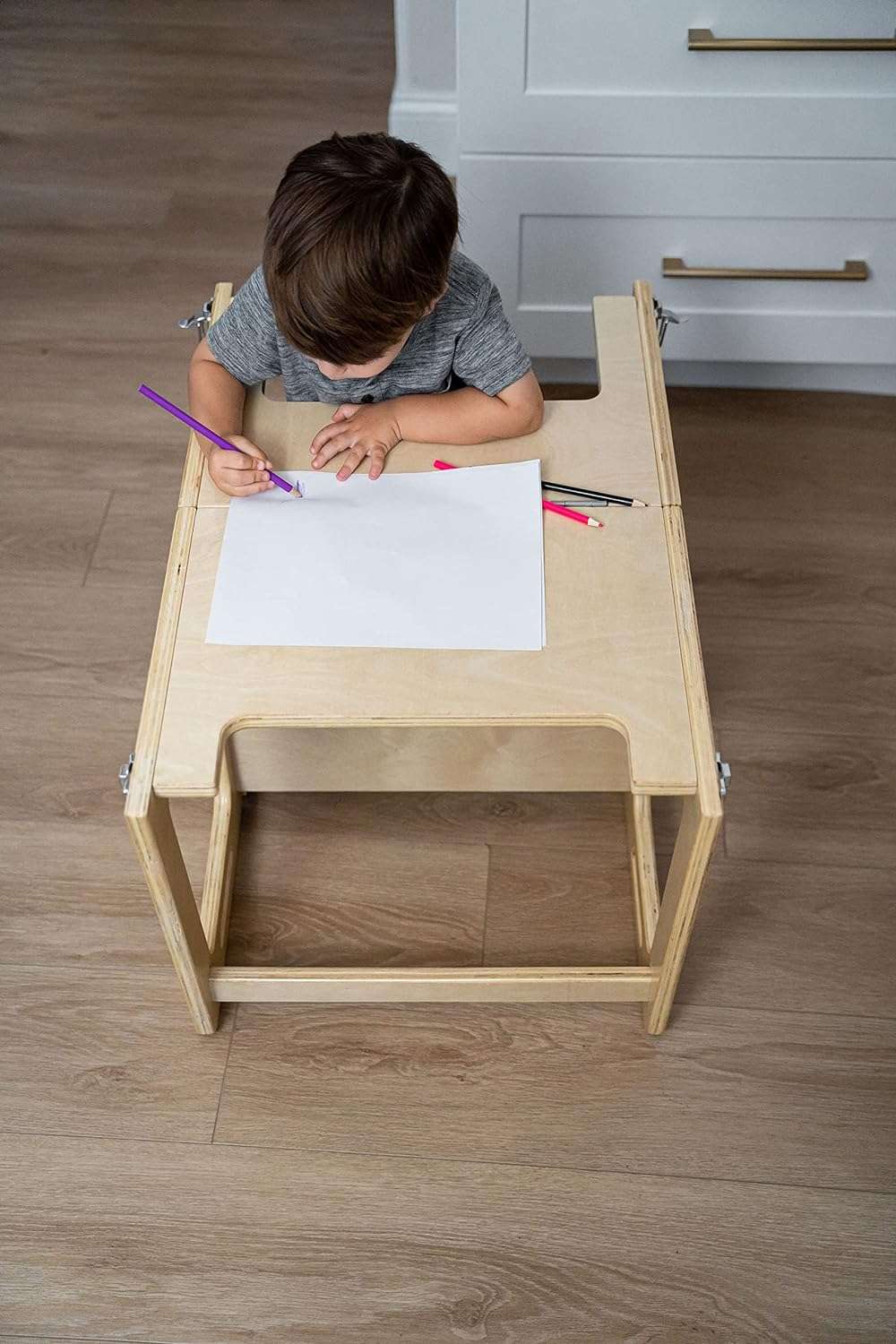 Avenlur Date 4-in-1 Foldable Kitchen Tower - Toddler Step Stool with Chalkboard, Desk Table and Chair - Waldorf and Montessori Kitchen Stool - Kitchen Helper for Toddlers 18 Months to 6 Years - 7