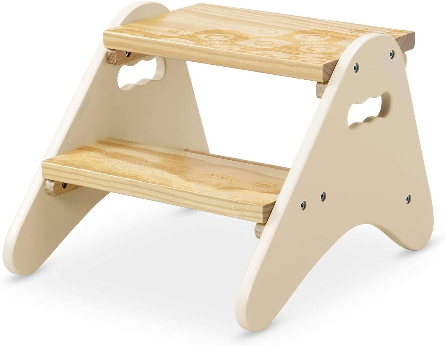 B. toys- B. spaces- Step Stool for Kids – Ivory & Wood Stepping Stool for The Bedroom, Bathroom, Kitchen – Furniture for Toddlers – Peek-A-Boost – 2 Years + - 1