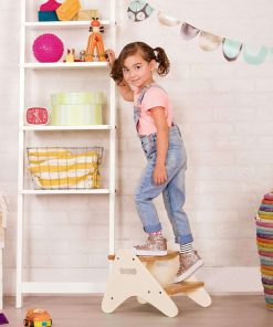 B. toys- B. spaces- Step Stool for Kids – Ivory & Wood Stepping Stool for The Bedroom, Bathroom, Kitchen – Furniture for Toddlers – Peek-A-Boost – 2 Years + - 2