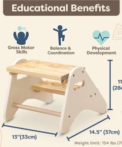 B. toys- B. spaces- Step Stool for Kids – Ivory & Wood Stepping Stool for The Bedroom, Bathroom, Kitchen – Furniture for Toddlers – Peek-A-Boost – 2 Years + - 4