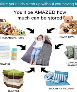 Bchway Stuffed Animal Storage Bean Bag Chair - 53 Extra Large Beanbag Cover for Kids and Adults, Plush Toys Holder and Organizer for Boys and Girls - 4