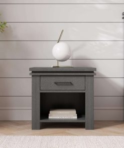 Child Craft Denman Nightstand with Drawer for Nursery or Bedroom, Large Storage Drawer, Made of Sturdy Pinewood, Non-Toxic, Baby Safe Finish (Midnight Gray) - 2