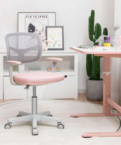 Costzon Kids Desk Chair, Children Study Computer Chair with Adjustable Height, Lumbar Support, Sit-Brake Casters, Swivel Mesh Seat, Ergonomic Kids Task Chair for 3-10, Home, School, Office - 2