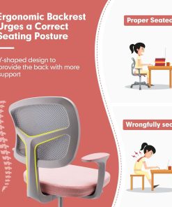 Costzon Kids Desk Chair, Children Study Computer Chair with Adjustable Height, Lumbar Support, Sit-Brake Casters, Swivel Mesh Seat, Ergonomic Kids Task Chair for 3-10, Home, School, Office - 4