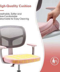 Costzon Kids Desk Chair, Children Study Computer Chair with Adjustable Height, Lumbar Support, Sit-Brake Casters, Swivel Mesh Seat, Ergonomic Kids Task Chair for 3-10, Home, School, Office - 5